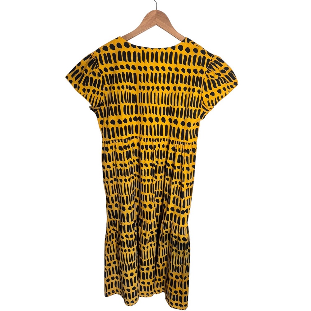 Nooworks Frida Dress in Dorcas Code Yellow Black Print Size Small - Picture 3 of 6